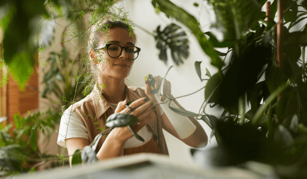 A Girl Taking of plants in Winters